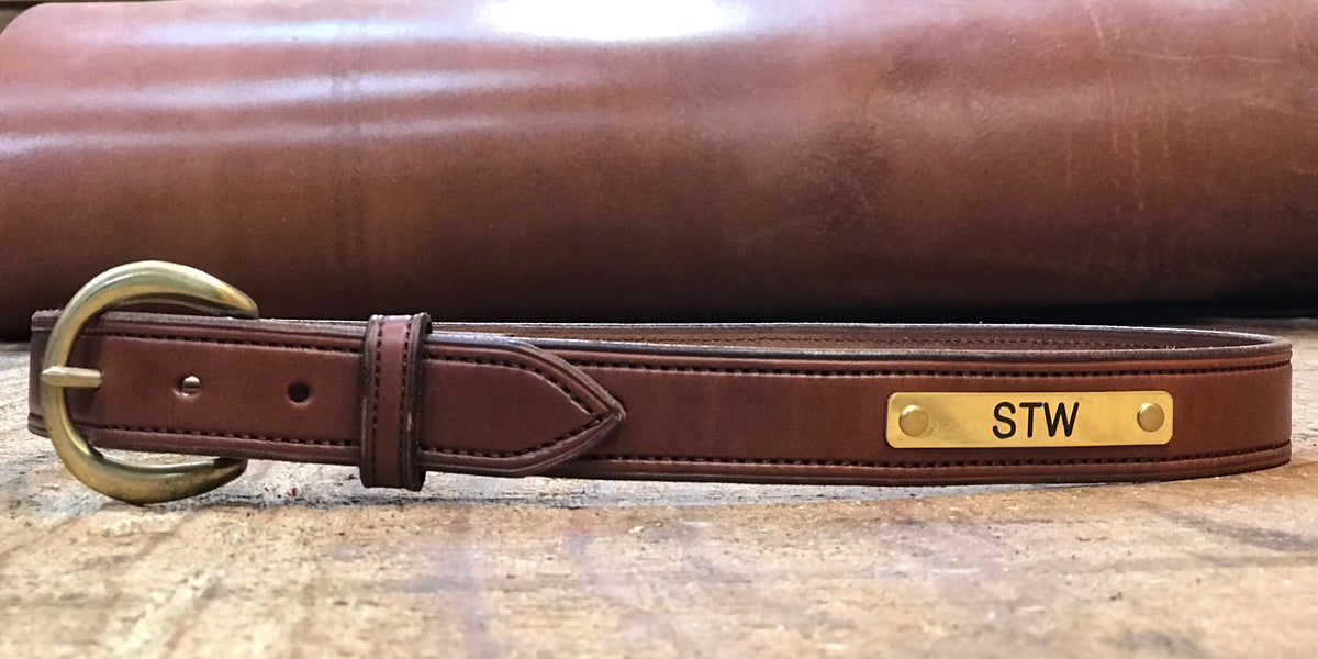 Stitched Leather Nameplate Belt