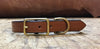 1" bridle leather dog collar. Available in even sizes 14 thru 26. Available colors: classic brown,havana and black. Choose from solid brass or solid nickel brass hardware.