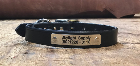 1" Classic Bridle Leather Dog Collar with Nameplate