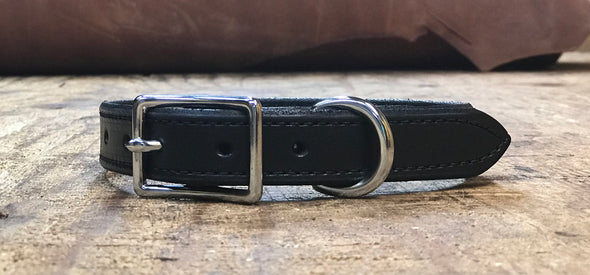 1" Classic Stitched Bridle Leather Dog Collar